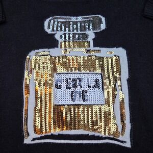 Saks Fifth Avenue Angora Blend Sequin Sweater Women Large Black Long Sleeve